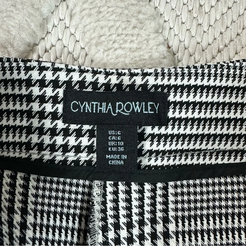 CYNTHIA ROWLEY Pants Sz 6 Houndstooth High Rise Trouser - Picture 11 of 14